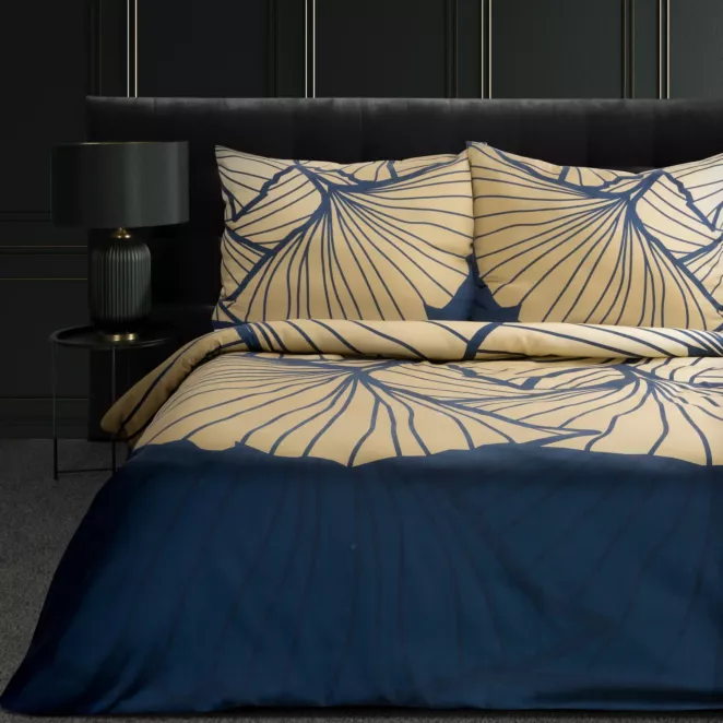 Pościel 220x200 cm z bawełny tencel kolor granatowy, złoty z fantazyjnym wzorem MUSA 4 Limited Collection