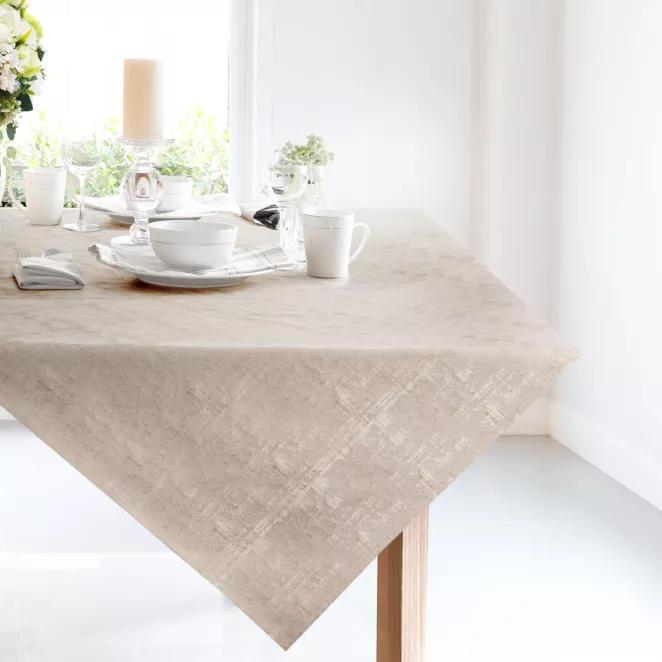 Bieżnik na stół złoty 85x85 cm z mieszanki włókien COLETTE zdobiony przecieranym wzorem