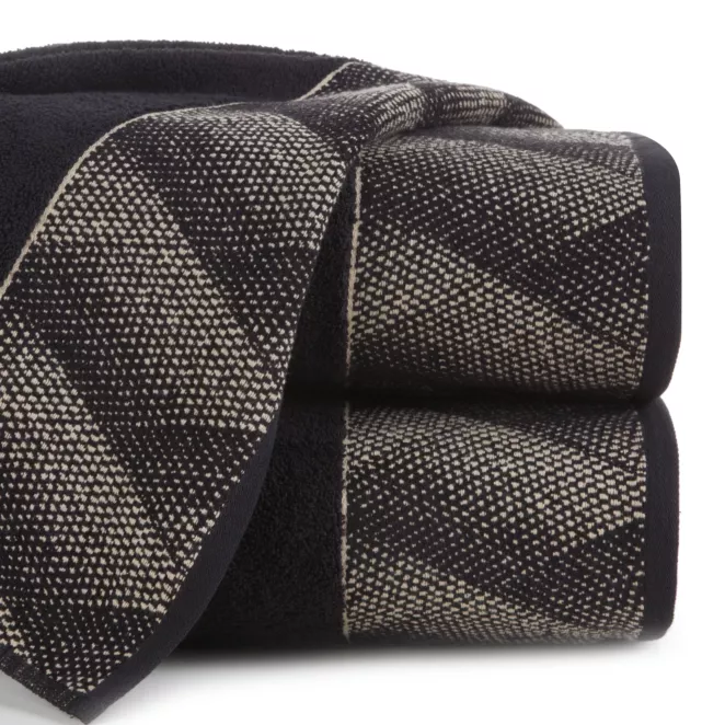 Ręcznik kąpielowy 70X140 cm bawełniany kolor czarny ,złoty z żakardową bordiurą 500 g/m2 VICTORIA 12 Limited Collection