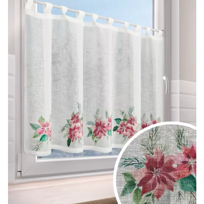 Zazdrostka świąteczna biało, czerwona zdobiona nadrukiem gwiazd betlejemskich 150x90 cm szelki - XMAS 3