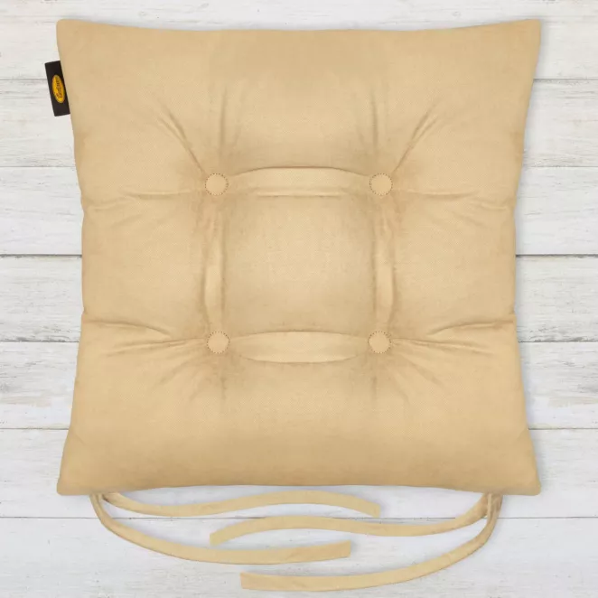 Poduszka na krzesło dwustronna 40 x 40 x 8 cm welurowa beżowa ADORE