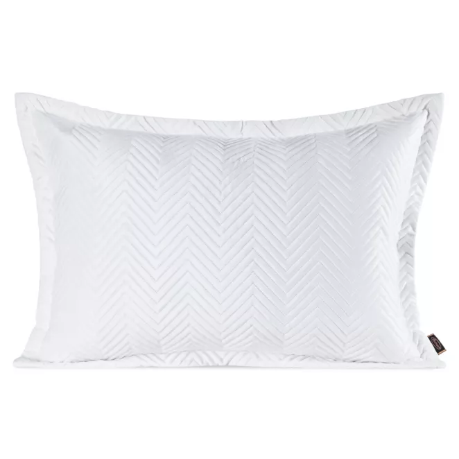 Poszewka na poduszkę 50x70 cm welwetowa, biała pikowana w jodełkę metodą hot press SOFIA Eurofirany Premium