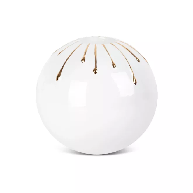 Świecznik ceramiczny LUIS z motywem cieknącej złotej farby