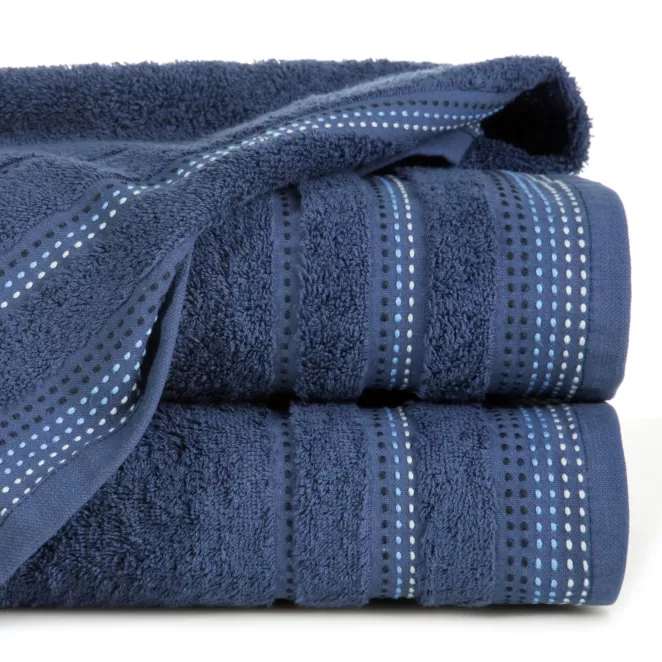 Ręcznik do rąk 30x50 cm bawełniany kolor granatowy z ozdobnym stebnowaniem 500 g/m2 POLA