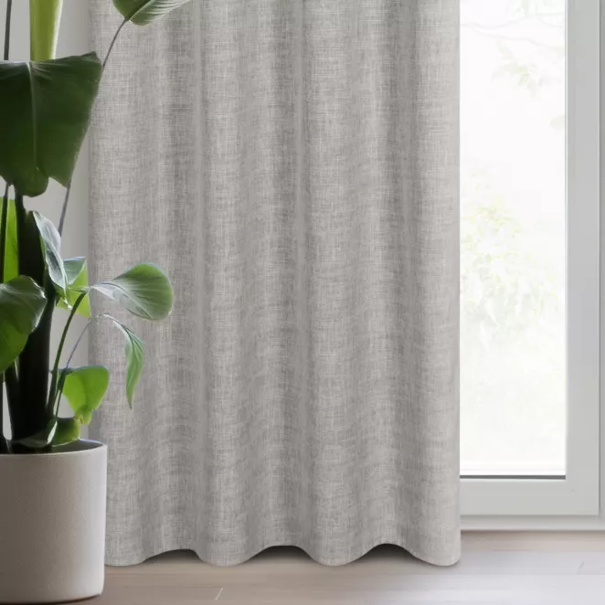 Zasłona beżowa z lnianym splotem w stylu eko 140x250 cm przelotka - ROMA