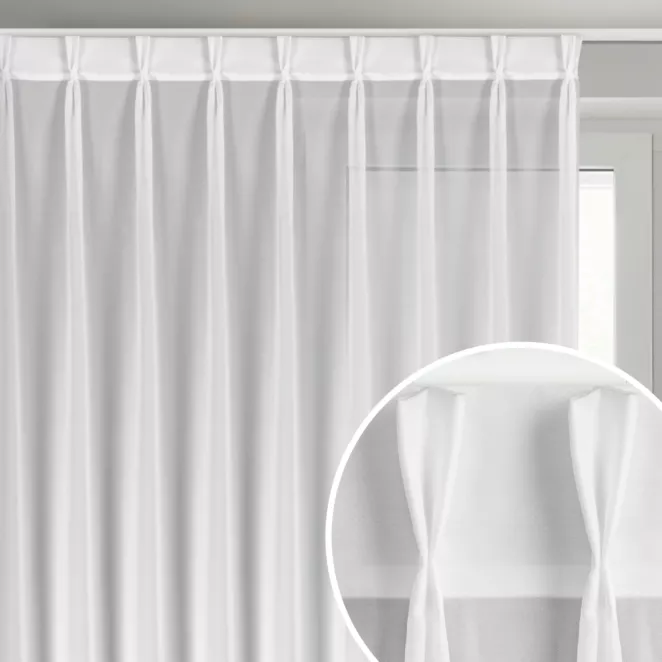 Firana biała z szyfonu 230x270 cm (wymiar podany na gotowo) z systemem flex - RUBY