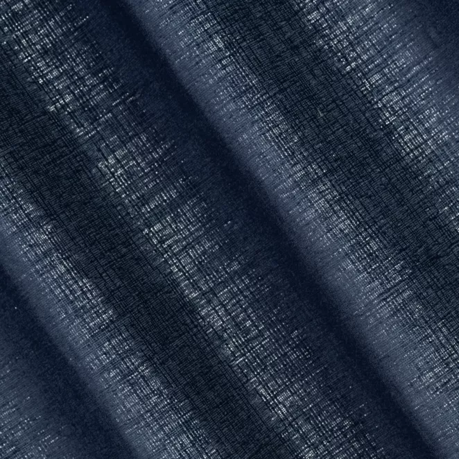 L117/9 Zasłona szyta na taśmie 5 cm granatowa z szenilowej tkaniny z dodatkiem połyskującej nici