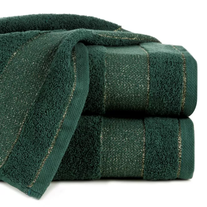 Ręcznik do rąk 30x50 cm bawełniany kolor ciemnozielony z ozdobną bordiurą 500 g/m2 NESSY