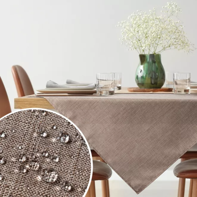 Obrus na stół 85x85 cm beżowy wodoodporny - KATE