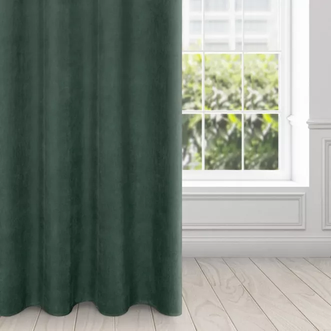 Zasłona zielona z matowego welwetu 140x250 cm przelotka - MILO