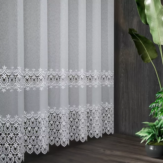Tkanina firanowa markizeta z dwoma pasami gipiury