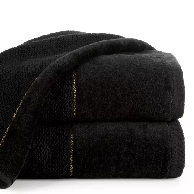 Ręcznik kąpielowy 70x140 cm bawełniany kolor czarny z welwetową bordiurą 550 g/m2 ARIA