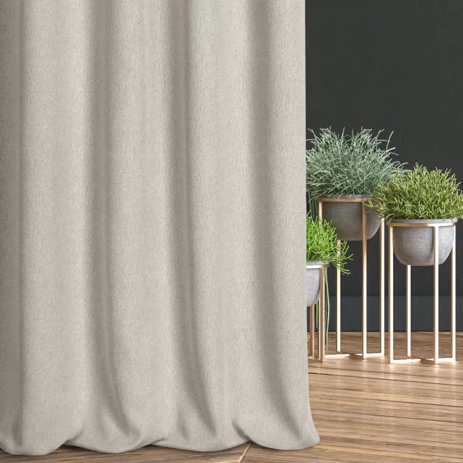 Zasłona szyta na taśmie 5 cm naturalna z tkaniny o grubym splocie i efektem melanżu