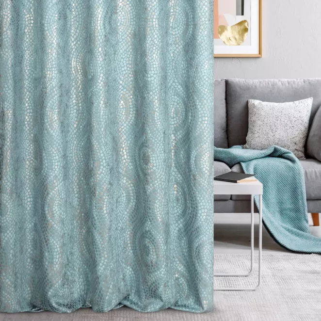 Tkanina zasłonowa z błyszczącym przecieranym wzorem w formie mozaiki z kolekcji Pierre Cardin