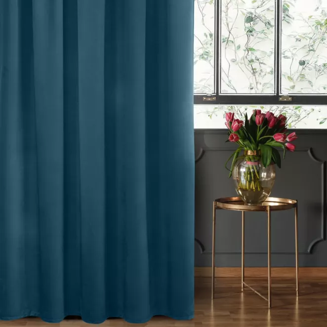 Zasłona welwetowa ciemnoniebieska gładka 140x270 taśma - SIBEL - Pierre Cardin