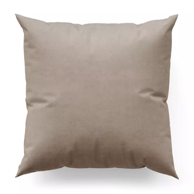 Poszewka szyta ciemnobeżowa z miękkiej tkaniny o welurowej strukturze i wyraźnym splocie