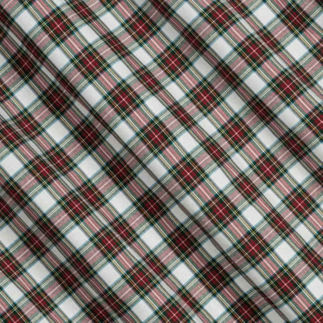 L178/3 Zasłona szyta na taśmie 5 cm biało czerwona z delikatnej tkaniny w kratkę