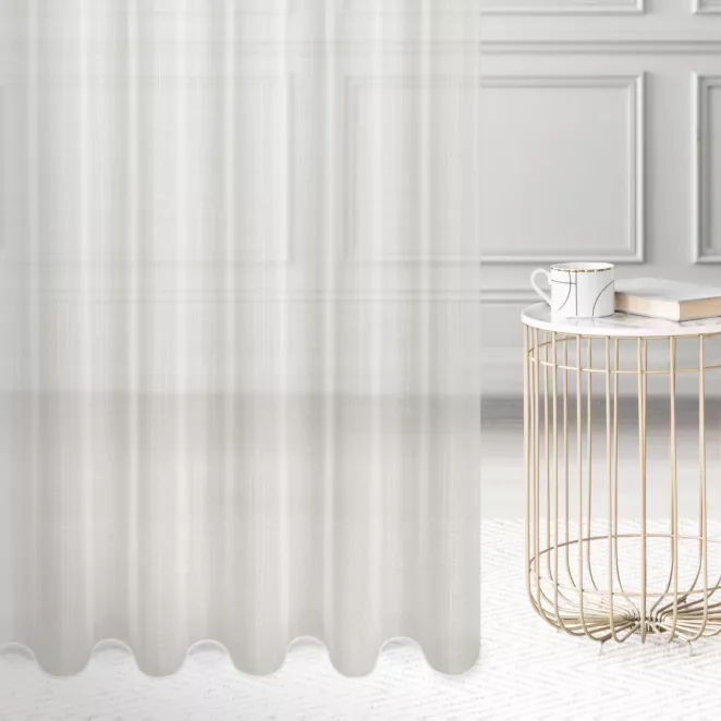 Firana szyta na taśmie 5 cm naturalna z matowej etaminy wykończonej obciążnikiem