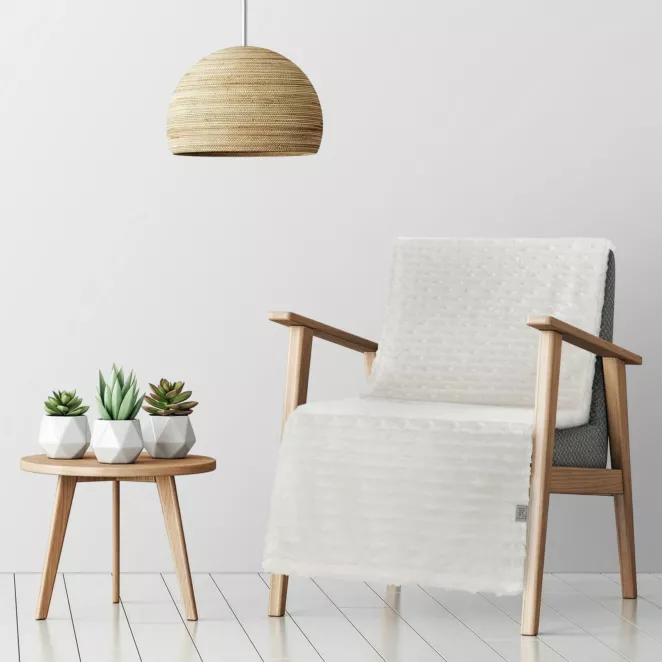 Narzuta na fotel-koc 70x160 cm biała z wytłaczanym wzorem pasów LISA Design 91