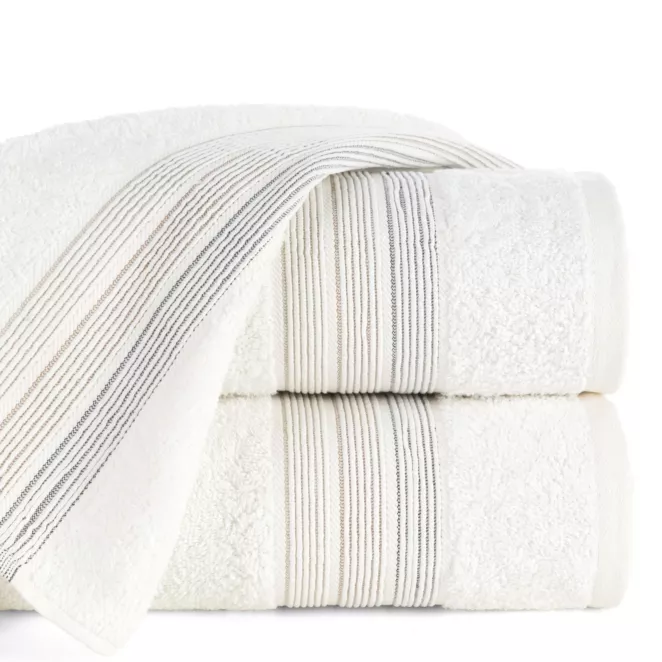 Ręcznik do rąk 30x50 cm bawełniany kolor kremowy w poziome paseczki 500 g/m2 VERANO