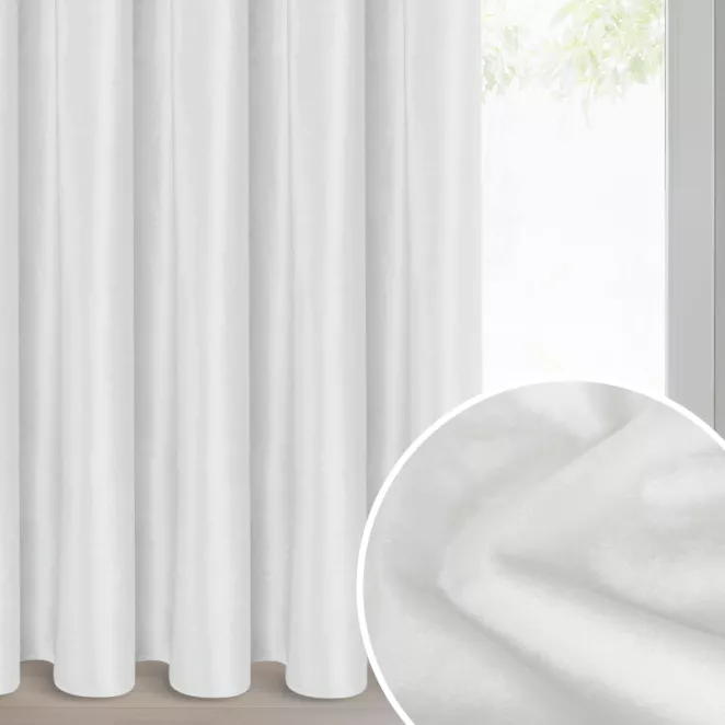 Zasłona biała z błyszczącego welwetu 140x270 cm taśma - CAMERON