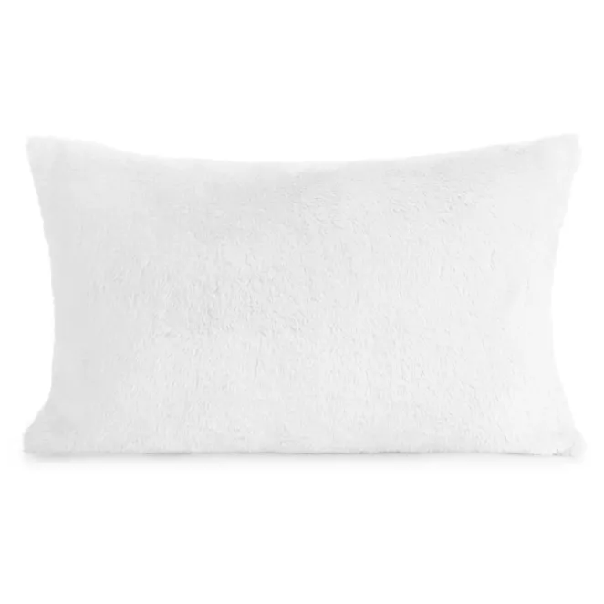 Poszewka na poduszkę 30x50 cm biała z miękkiej futrzanej tkaniny NINA