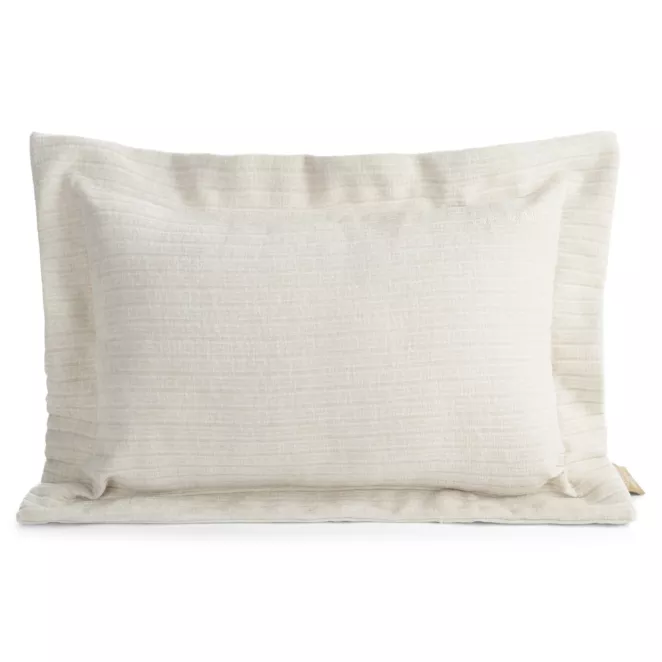 Poszewka na poduszkę  40x60 cm z szenilowej tkaniny kremowa w drobne prążki Eva Minge Elegante