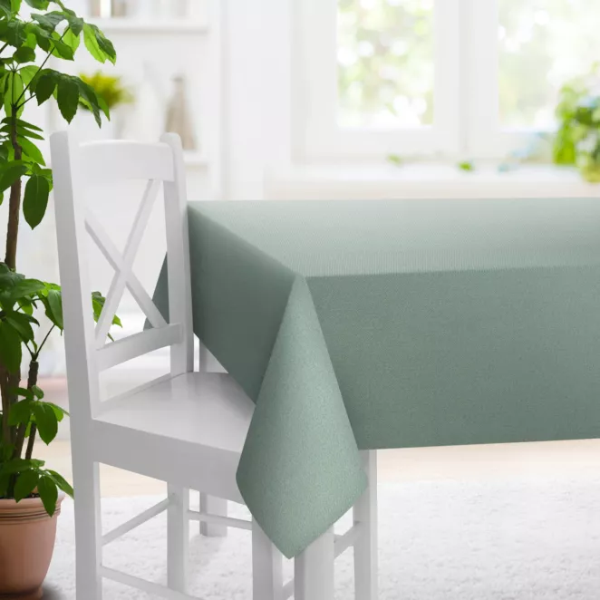 Obrus na wymiar miętowy z tkaniny z jodełkowym wzorem geometrycznym