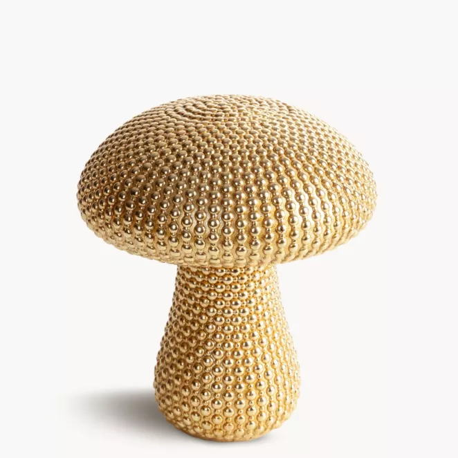 Figurka dekoracyjna grzybek pokryta złotymi kuleczkami