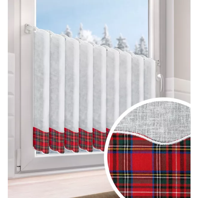 Tkanina firanowa zazdrostka, etamina z motywem świątecznej kraty