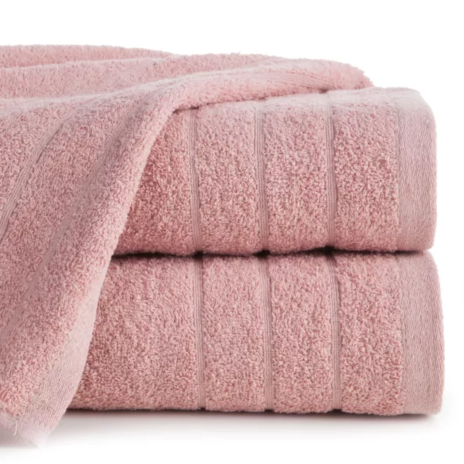 Ręcznik do rąk 30x50 cm bawełniany kolor pudrowy róż w formie trzech tkanych paseczków 500 g/m2 RENI