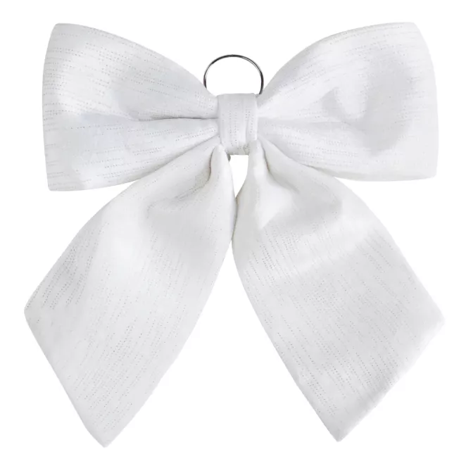 Świąteczna ozdoba w kształcie kokardy z błyszczącej tkaniny