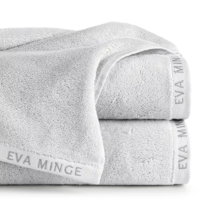 Ręcznik do rąk 30x50 cm bawełniany kolor srebrny z haftowanym logiem Eva Minge 550 g/m2 VENUS