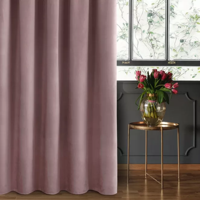 Zasłona welwetowa pudrowo różowa gładka 140x270 taśma - SIBEL - Pierre Cardin