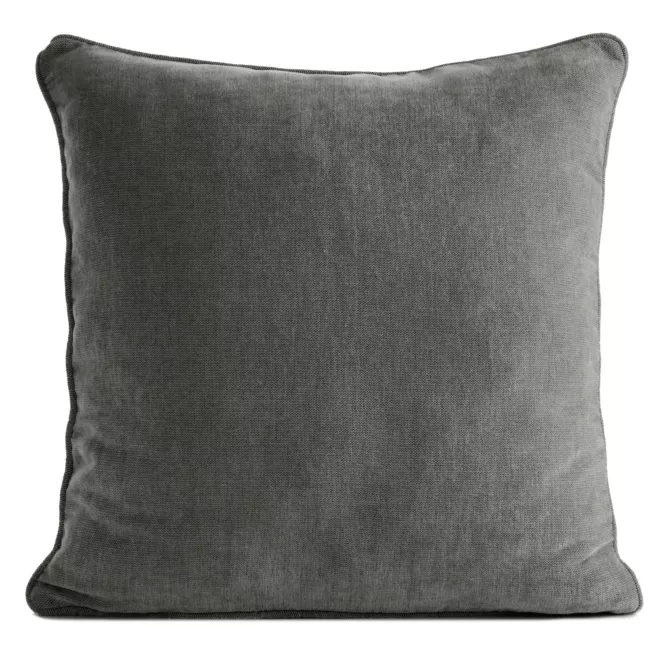 Poszewka na poduszkę 45x45 cm stalowa z szenilowej tkaniny - VANI