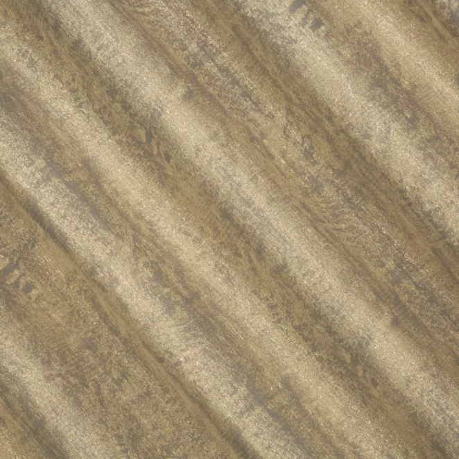 M118/1 Zasłona szyta na taśmie 5 cm złoto popielata z lekko usztywnianej tkaniny z przecieranym wzorem