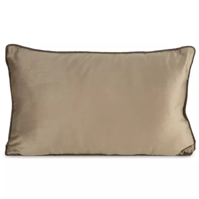 Poduszka 30 x 50 cm welwetowa beżowa zdobiona kontrastującą wypustką na brzegach MELIA EUROFIRANY PREMIUM