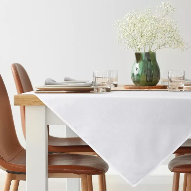 Obrus na stół 85x85 cm biały wodoodporny - KATE