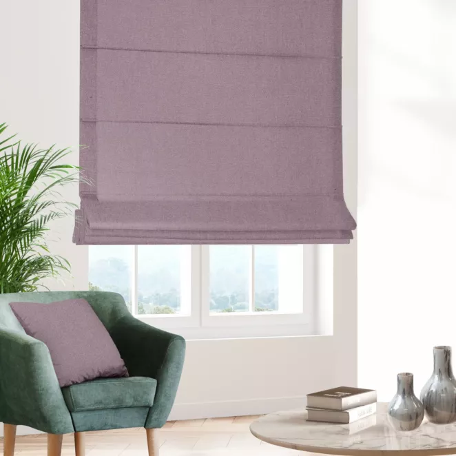 Roleta rzymska wrzosowa z miękkiej tkaniny o welurowej strukturze