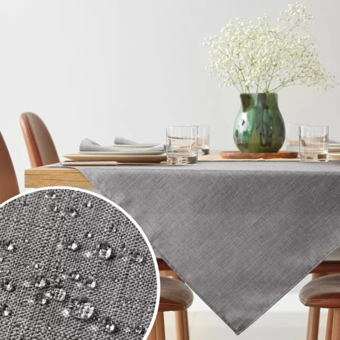 Obrus na stół 85x85 cm srebrny wodoodporny - KATE