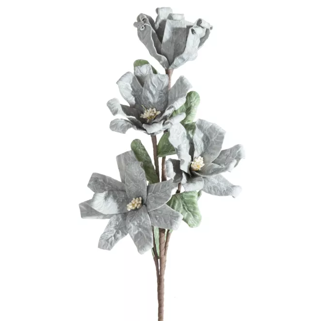 Kwiat sztuczny popielaty z plastycznej pianki foamiran 70 cm