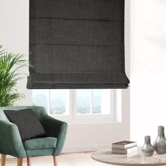 Roleta rzymska grafitowa z tkaniny o grubym splocie