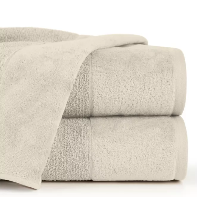 Ręcznik do rąk 30x50 cm bawełniany kolor beżowy z bordiurą z weluru 500 g/m2 LUCY