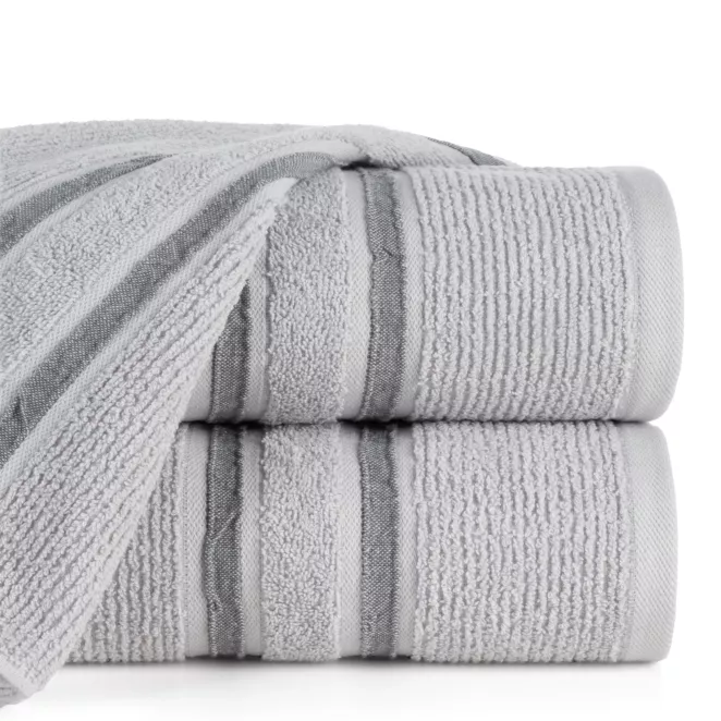 Ręcznik do rąk 30x50 cm bawełniany kolor srebrny w kontrastujące pasy 500 g/m2 DINA