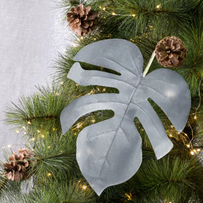 Świąteczny liść monstery z welwetu