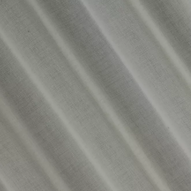 M196/6 Firana szyta na taśmie 5 cm beżowa z cienkiej matowej etaminy, wykończona obciążnikiem