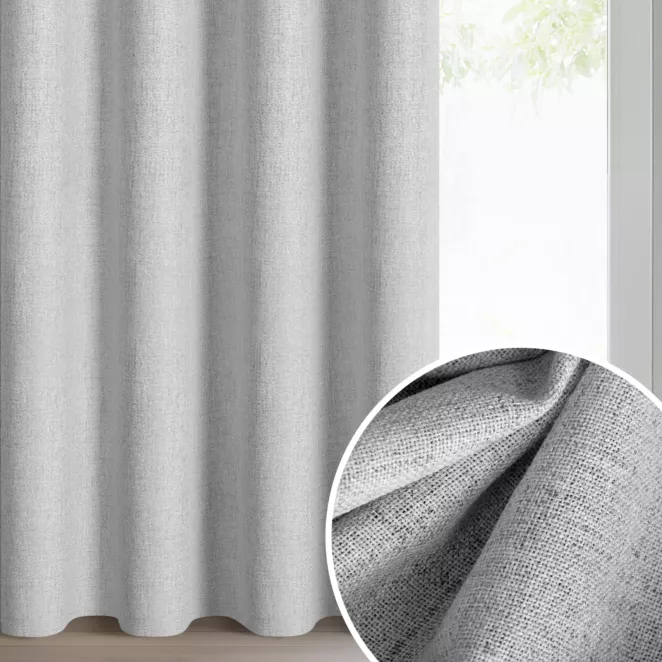 Zasłona srebrna z matowej tkaniny 140x250 cm przelotka - LINDA