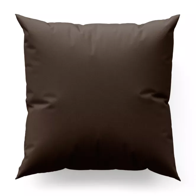 Poszewka szyta brązowa z gładkiej tkaniny zaciemniającej typu dimout wykończona obciążnikiem