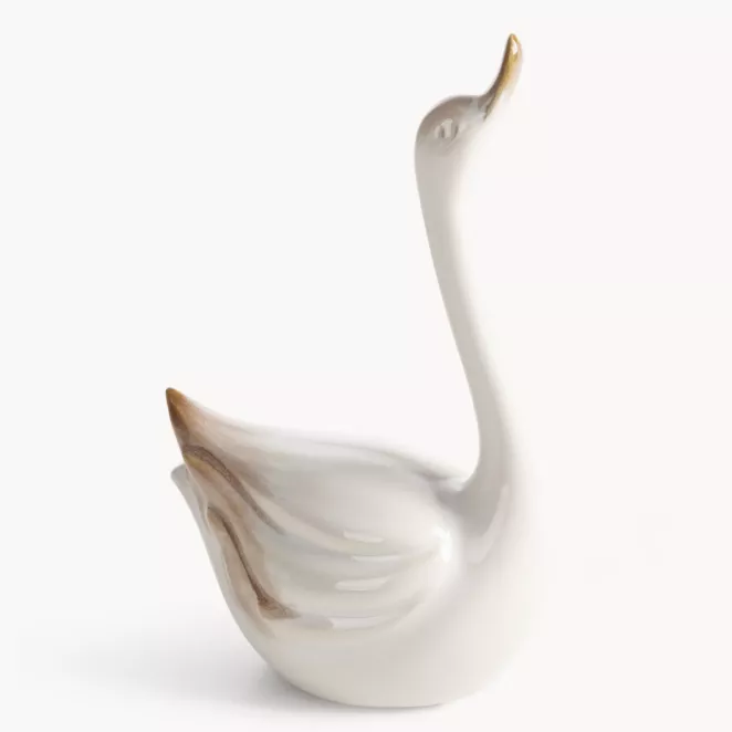 Figurka dekoracyjna łabędź kremowa 15x5x20 cm AVANI