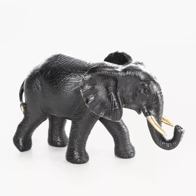 Figurka czarna Słoń 20x7x12 cm OLI